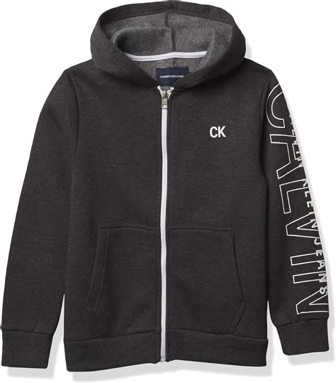 sudadera con cierre y gorro calvin klein hombre mezclilla